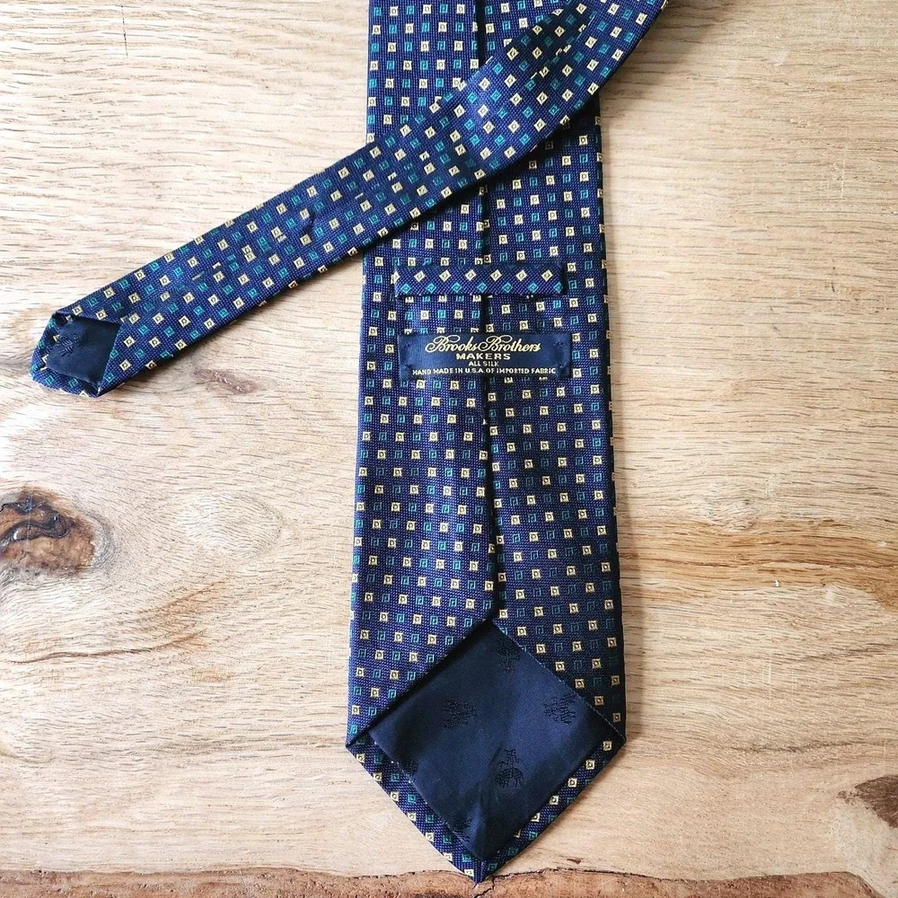 Vintage Brooks Brothers Makers Geometric Tie USA 58